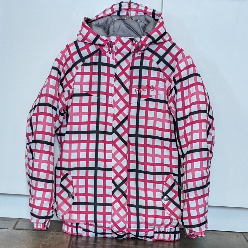 Firefly Teona Small Check Ski Snow Jacket Size L Pink and Black
